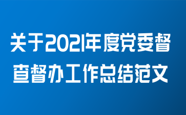 关于2021年度党委督查督办工作总结范文