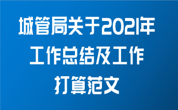 城管局关于2021年工作总结及工作打算范文