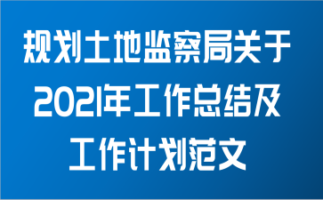 规划土地监察局关于2021年工作总结及工作计划范文