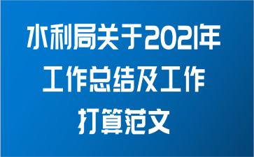 水利局关于2021年工作总结及工作打算范文