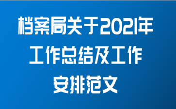 档案局关于2021年工作总结及工作安排范文