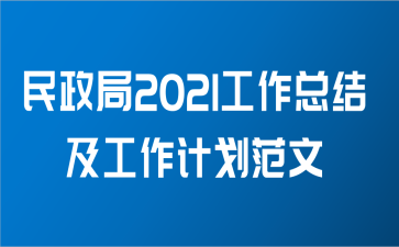 民政局2021工作总结及工作计划范文