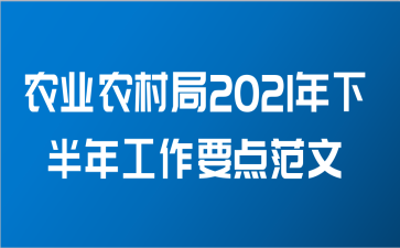 农业农村局2021年下半年工作要点范文