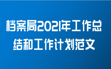 档案局2021年工作总结和工作计划范文