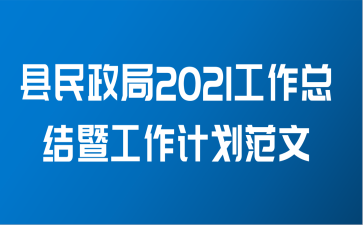 县民政局2021工作总结暨工作计划范文